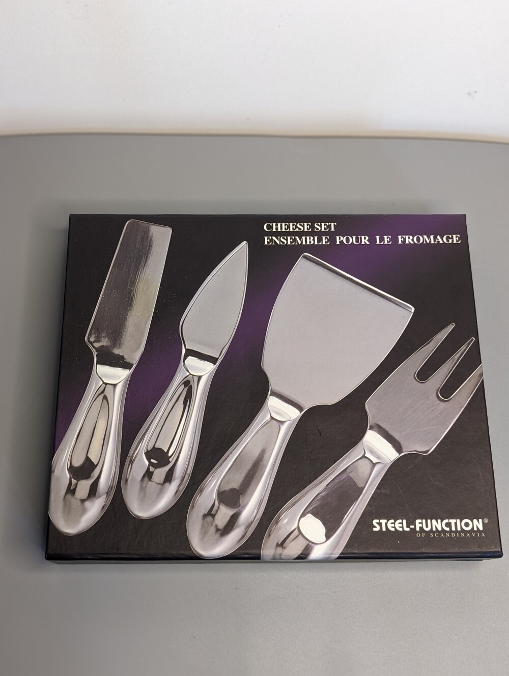 Steel Function Stainless Steel Cheese Set New In Box Four Piece Scandinavian